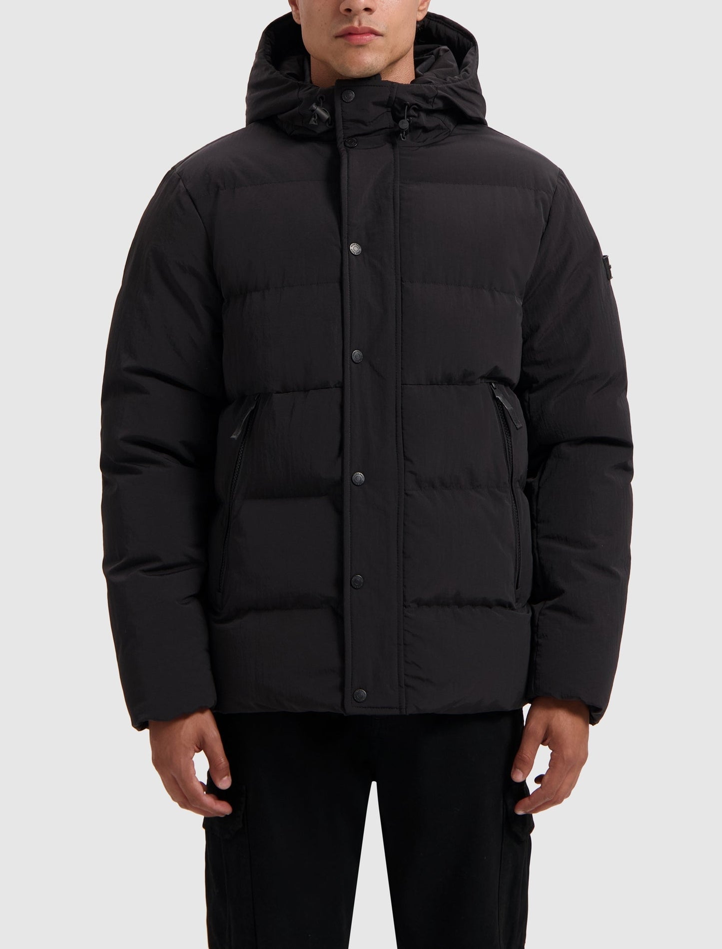 Men's Modern Durable Black Hooded Jacket