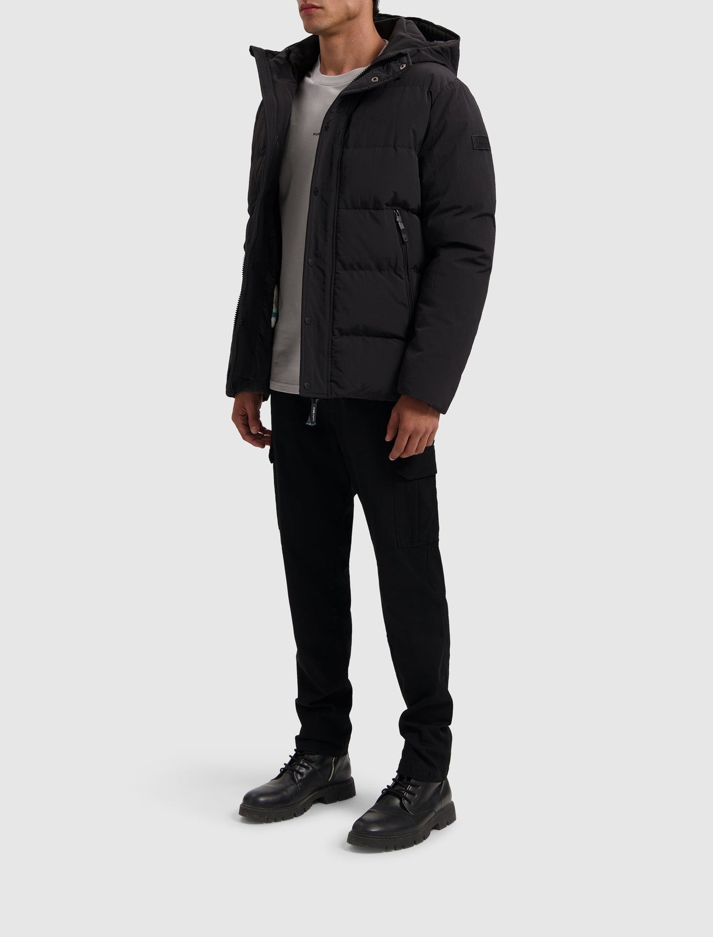 Men's Modern Durable Black Hooded Jacket