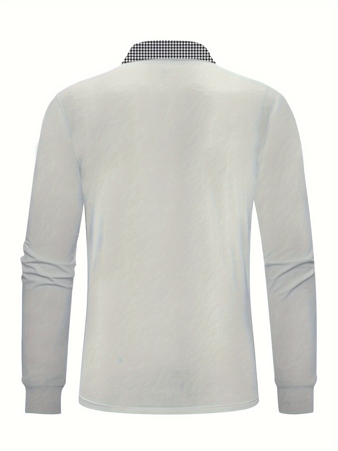 Men's Black Longsleeve Polo Shirt With Checkered Collar – Buttoned Polo