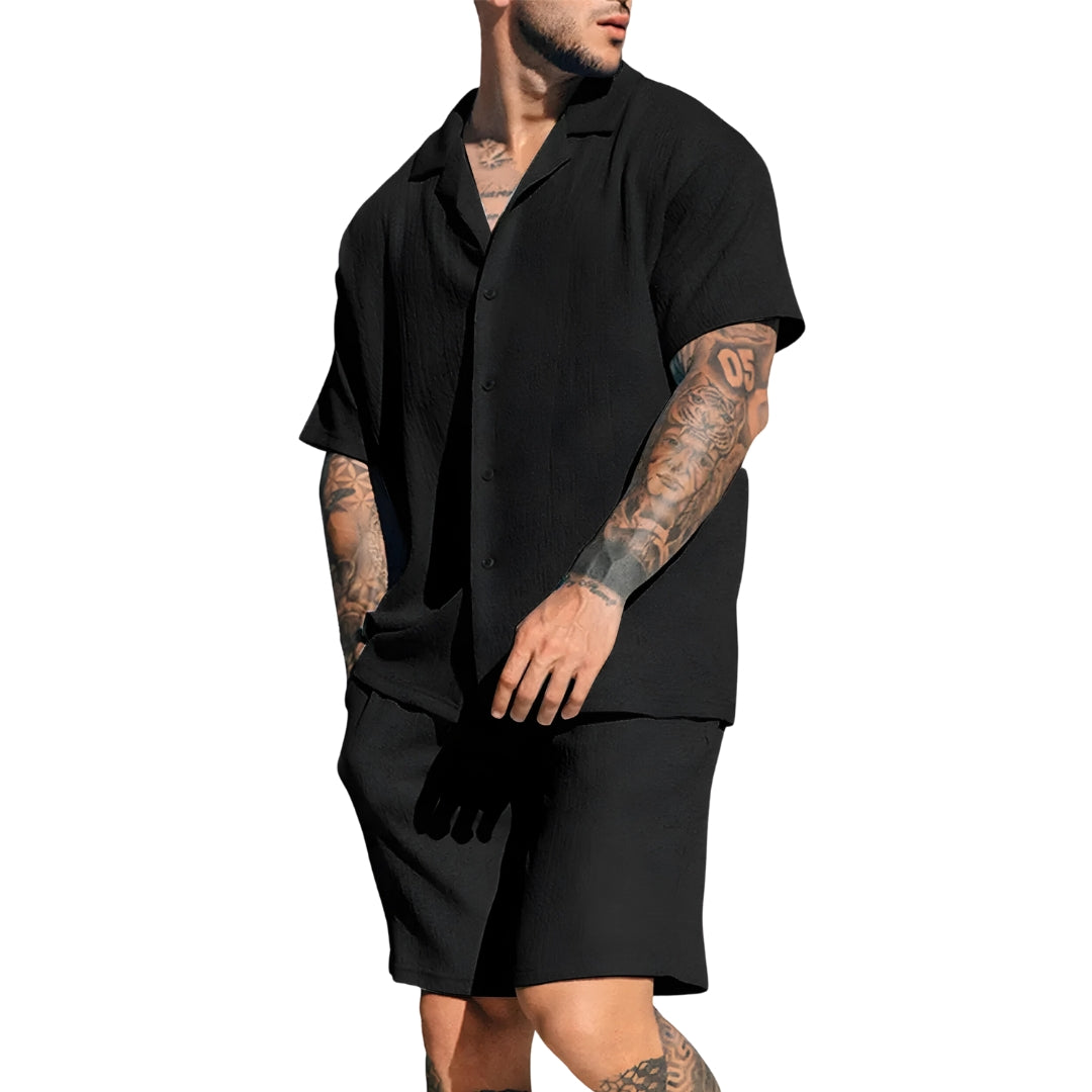 Men’s Elegant Linen Shorts and Shirt Set