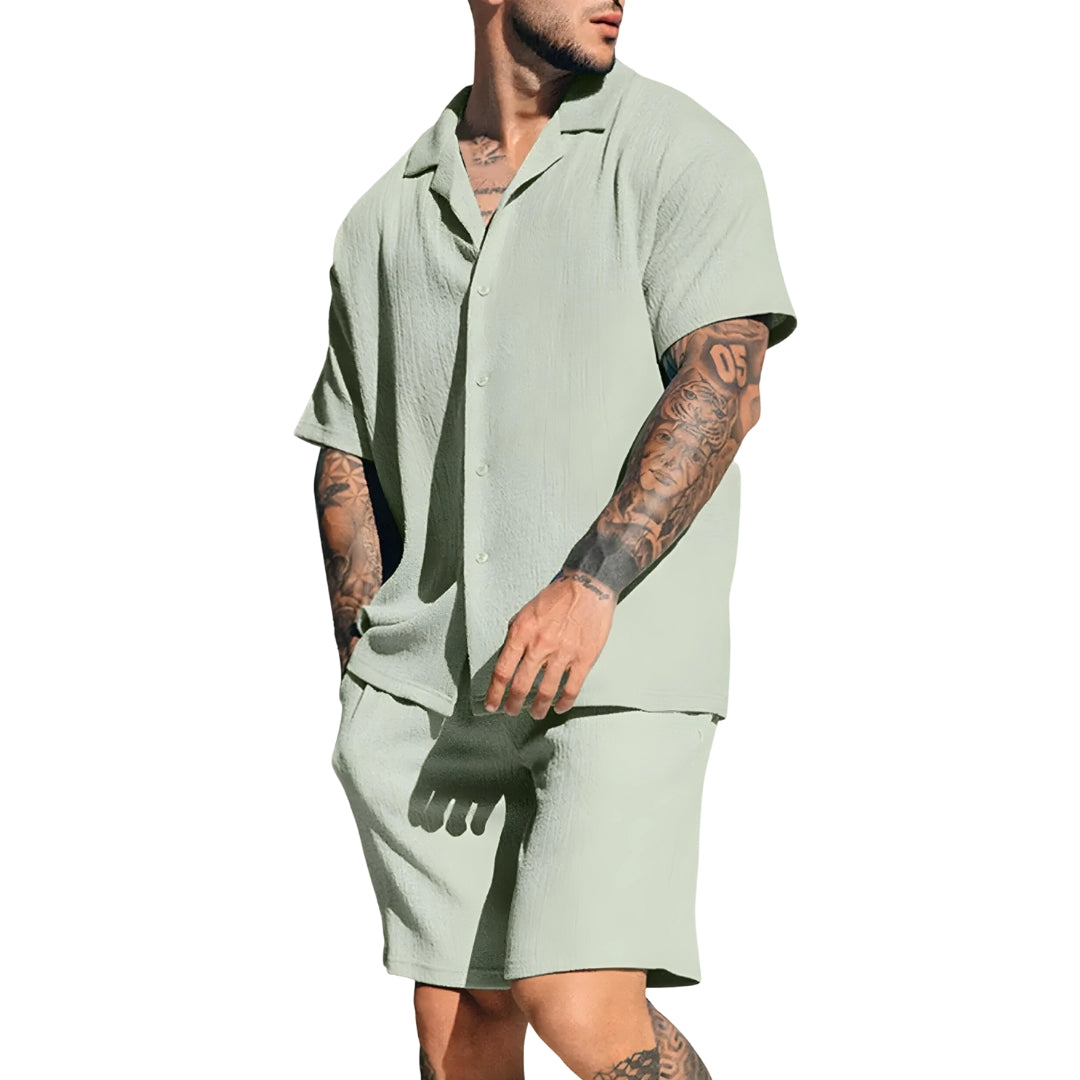 Men’s Elegant Linen Shorts and Shirt Set