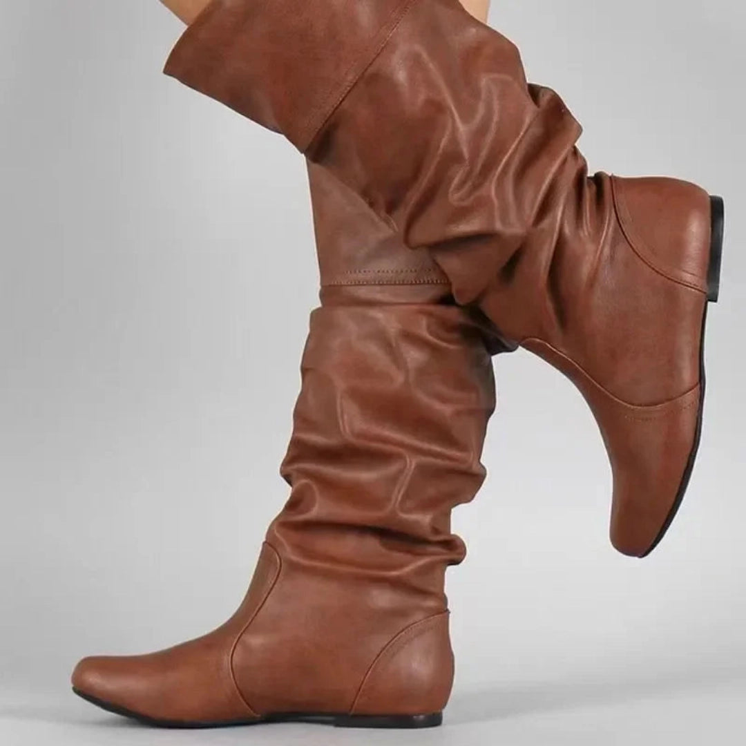 Women's Leather Textured Western Boots – Trendy Cowboy Style