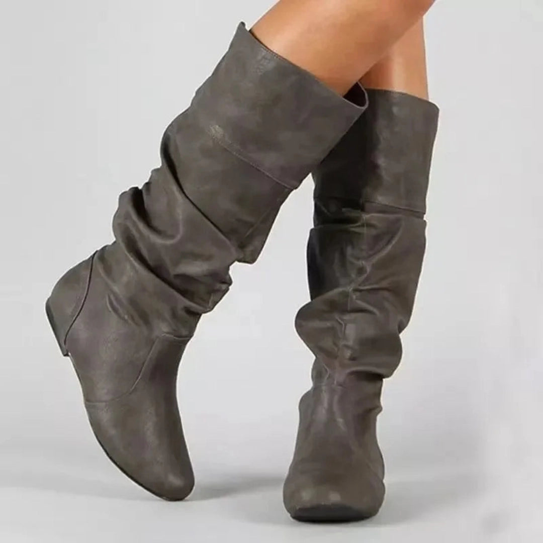 Women's Leather Textured Western Boots – Trendy Cowboy Style