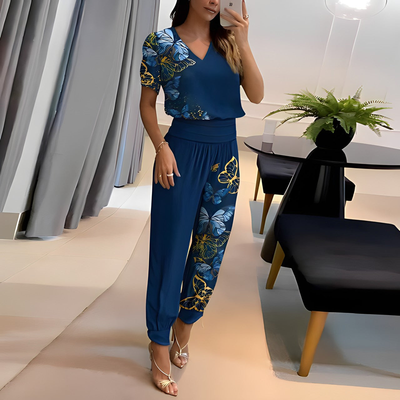Chic Women's Blouse and Trouser Set
