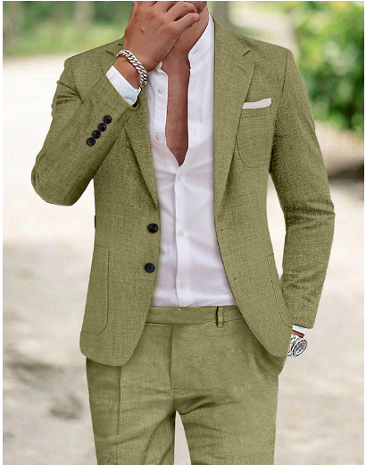 Men's Sophisticated Modern Tailored Linen Suit