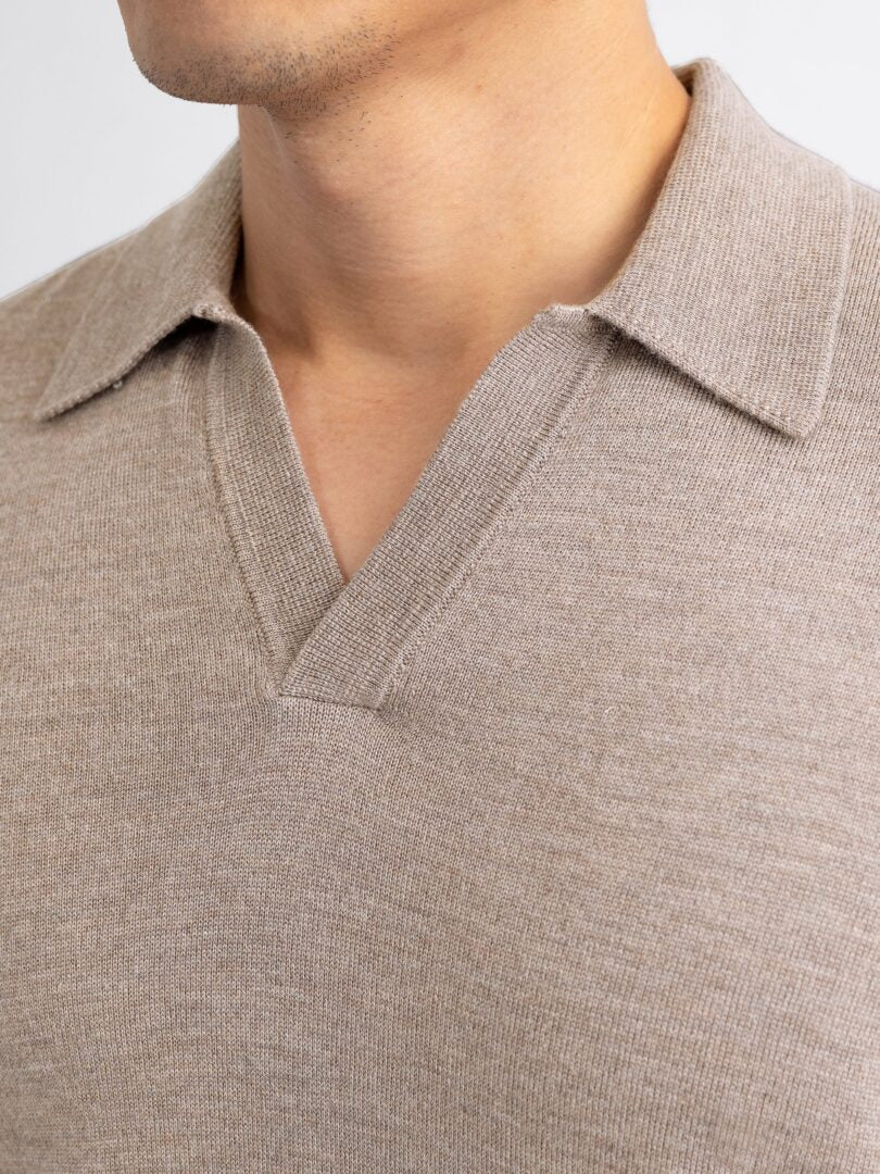 Long Sleeve V Collar Men's Polo Shirt