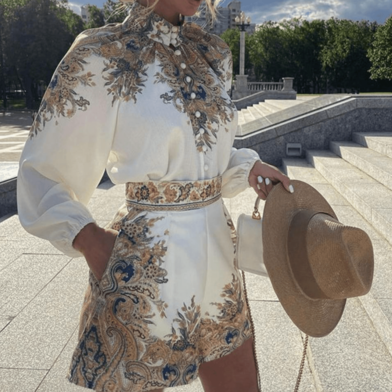 Elegant Women's Chic Print Short Set