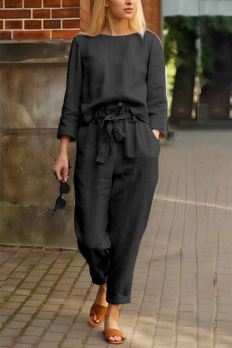 Elegant Women's Cotton Linen 2 Piece Set