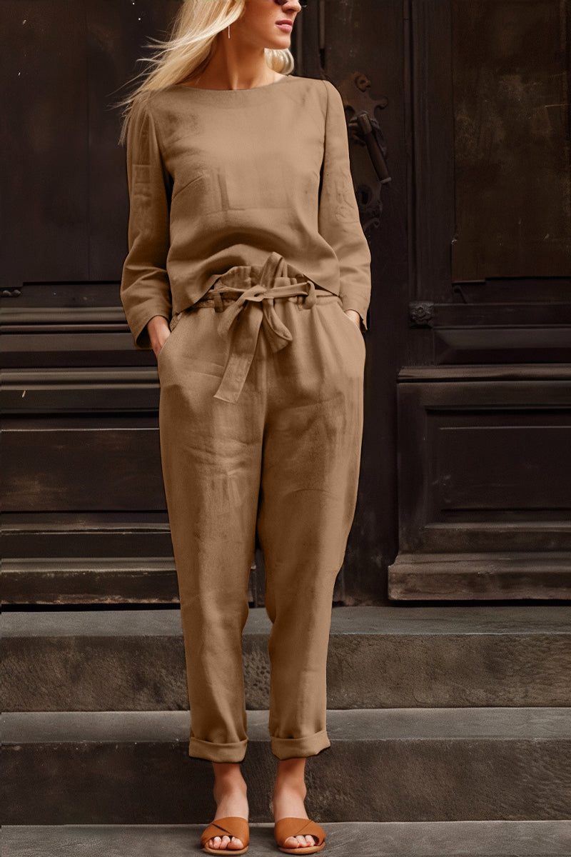 Elegant Women's Cotton Linen 2 Piece Set