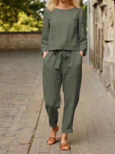 Elegant Women's Cotton Linen 2 Piece Set