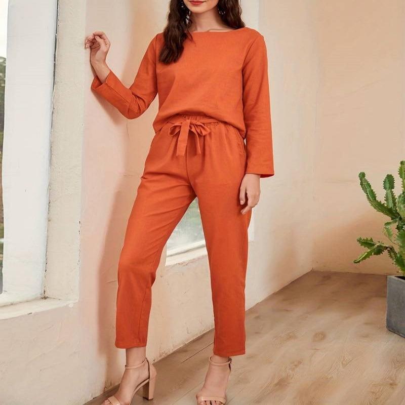 Elegant Women's Cotton Linen 2 Piece Set