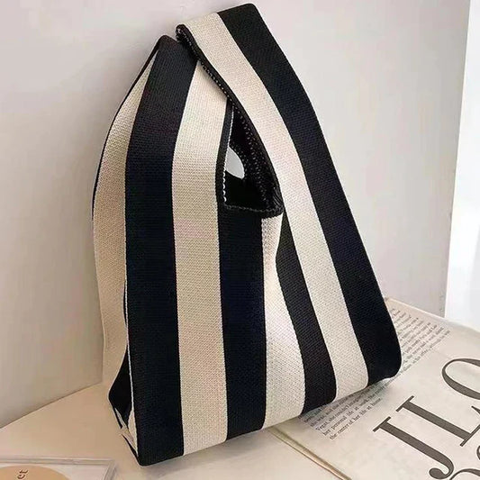 Women's Stylish Striped Canvas Mini Tote Bag