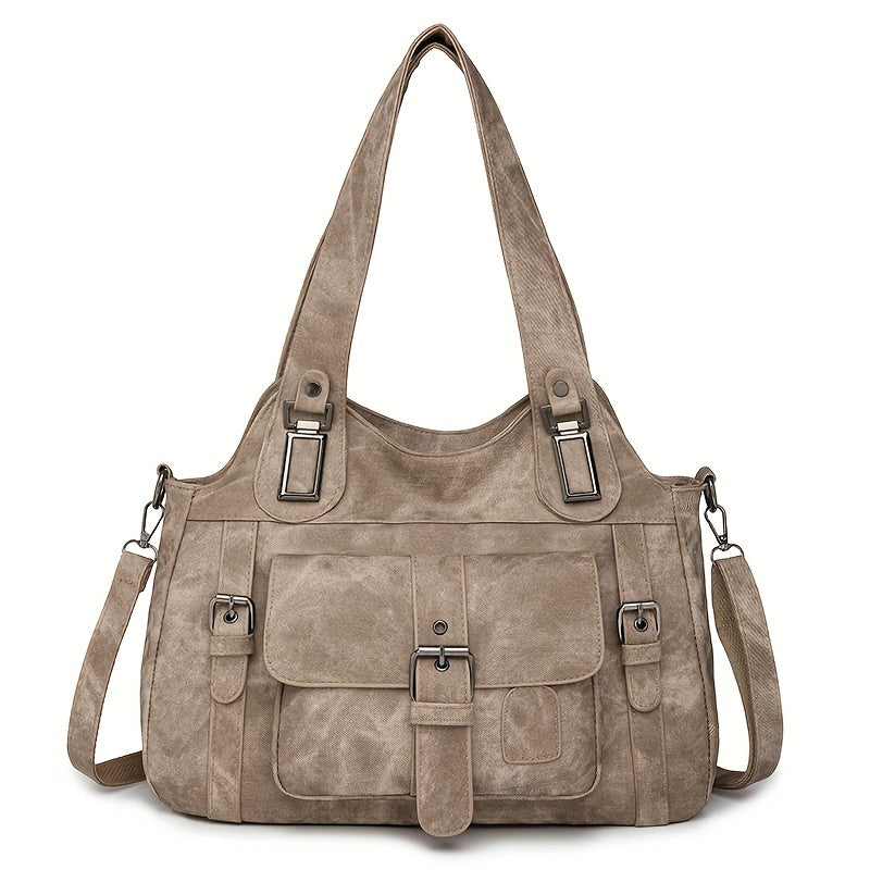 Women's Vintage Faux Leather Tote Bag