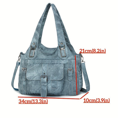 Women's Vintage Faux Leather Tote Bag