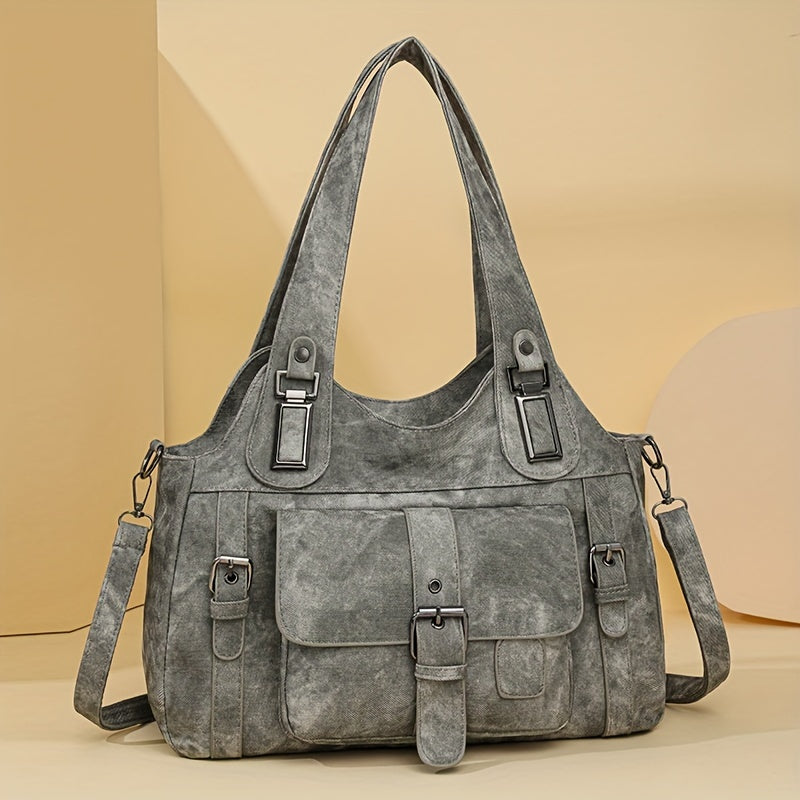 Women's Vintage Faux Leather Tote Bag