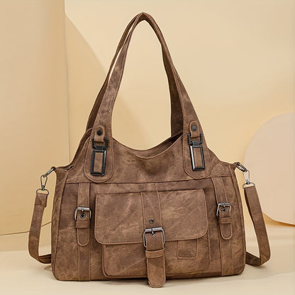 Women's Vintage Faux Leather Tote Bag