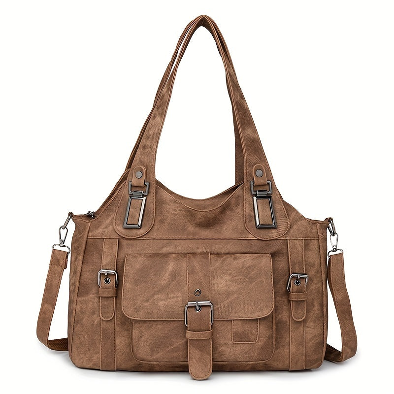 Women's Vintage Faux Leather Tote Bag