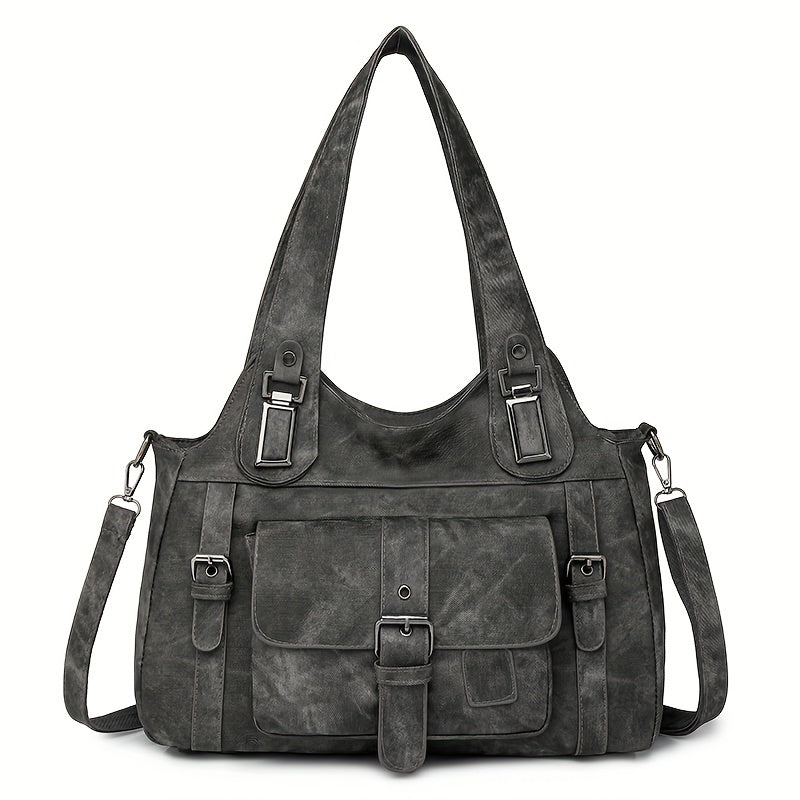 Women's Vintage Faux Leather Tote Bag