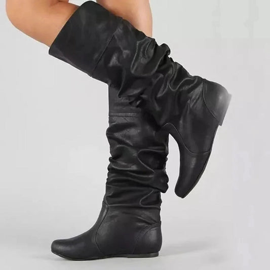 Women's Leather Textured Western Boots – Trendy Cowboy Style