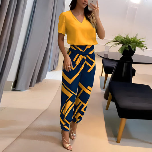 Chic Women's Blouse and Trouser Set