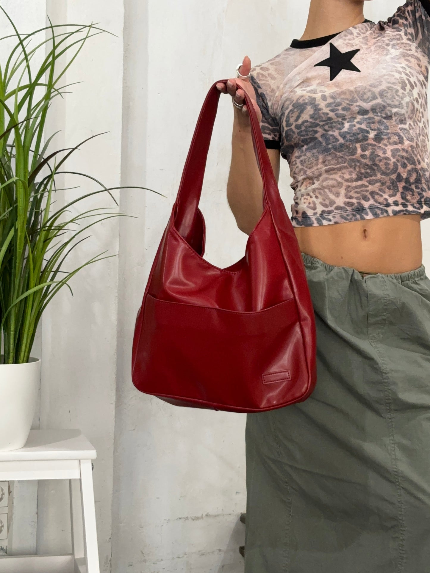 Spacious Leather Shoulder Bag for Women