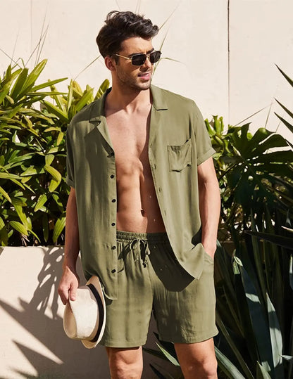 Coastal Breeze Men’s Linen Shirt Set