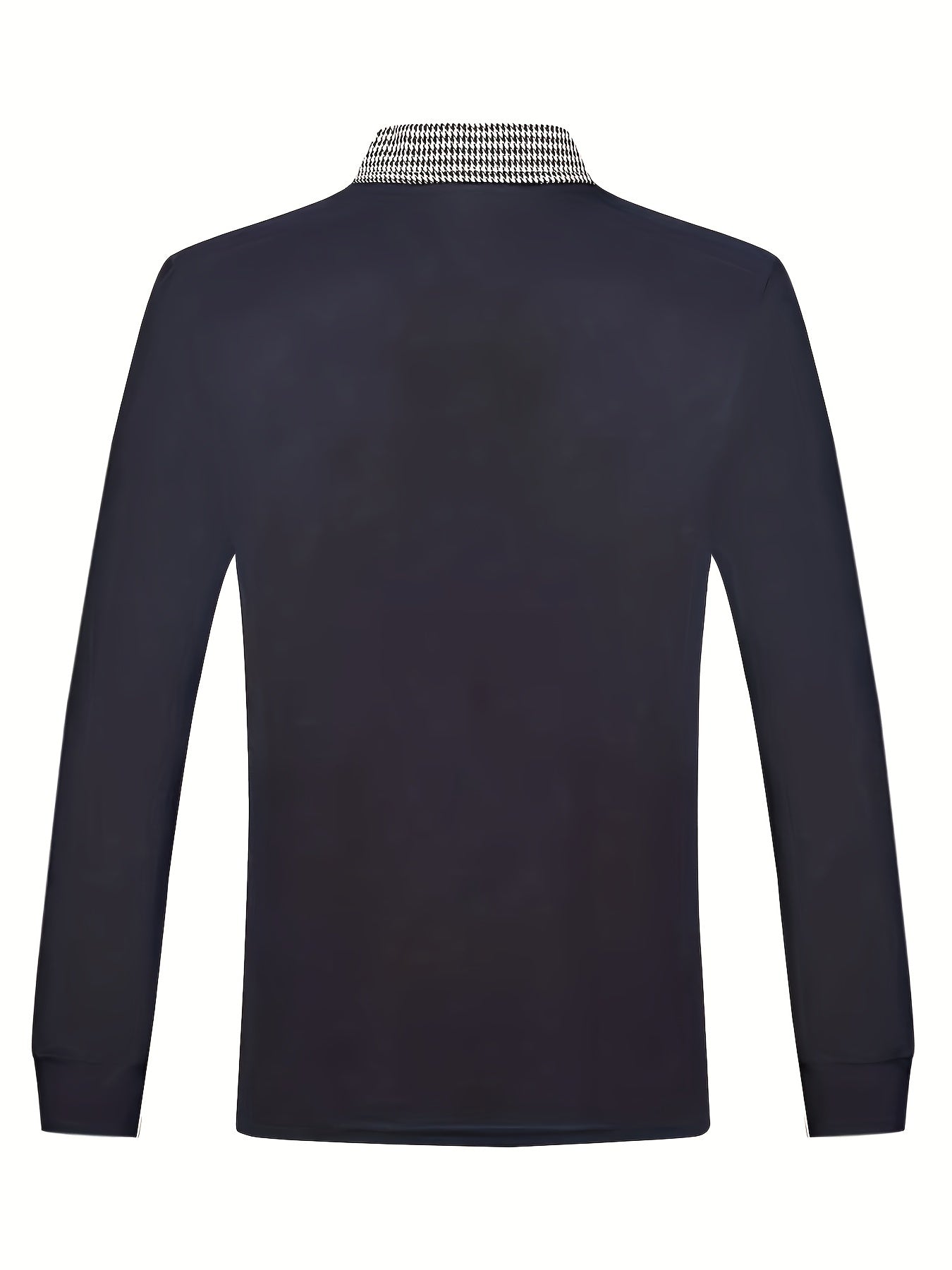 Men's Black Longsleeve Polo Shirt With Checkered Collar – Buttoned Polo