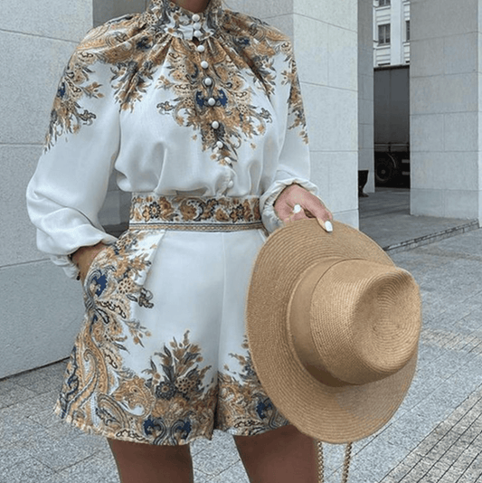 Elegant Women's Chic Print Short Set