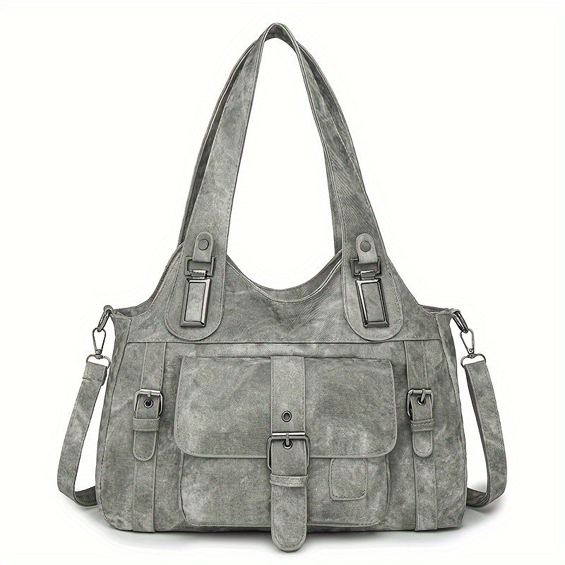 Women's Vintage Faux Leather Tote Bag