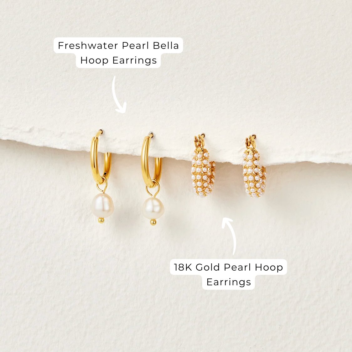 Elegant Freshwater Pearl Gold Hoop Earrings