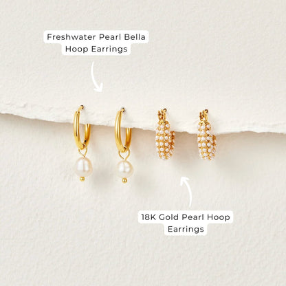 Elegant Freshwater Pearl Gold Hoop Earrings