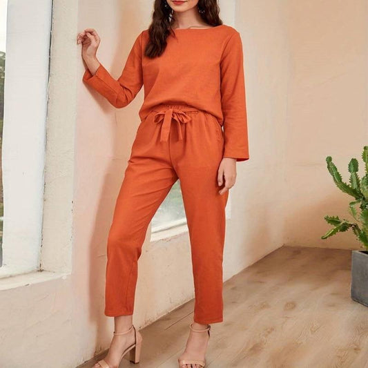 Elegant Women's Cotton Linen 2 Piece Set