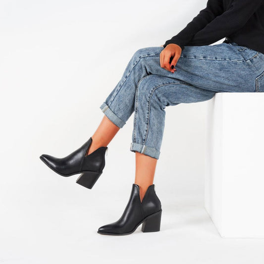 Black Leather High Heel Ankle Boots For Women – Power Moves In Every Step