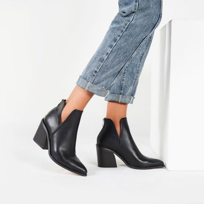 Black Leather High Heel Ankle Boots For Women – Power Moves In Every Step