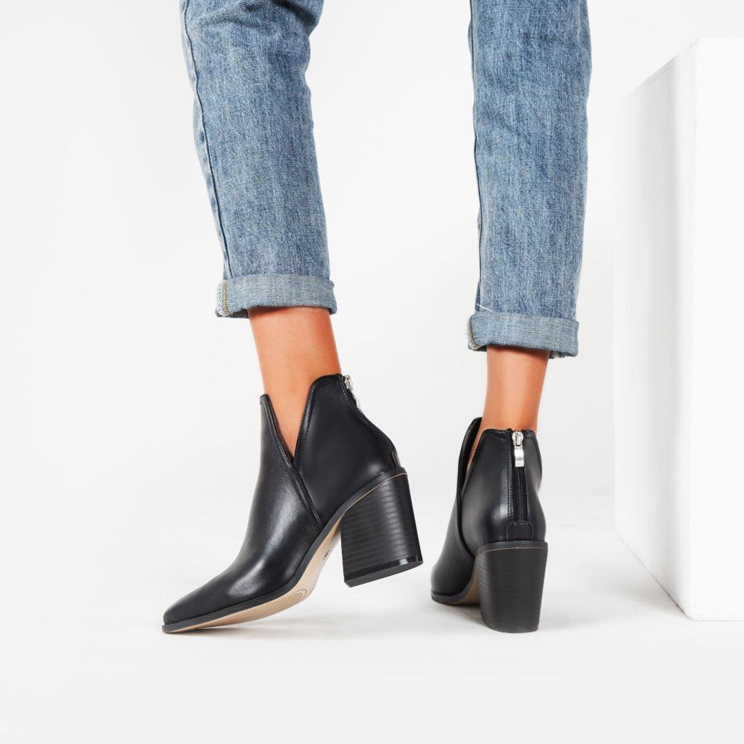 Black Leather High Heel Ankle Boots For Women – Power Moves In Every Step