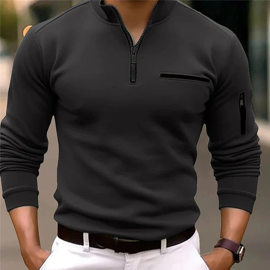 Men's Tailored Fit Quarter Zip Polo Shirt